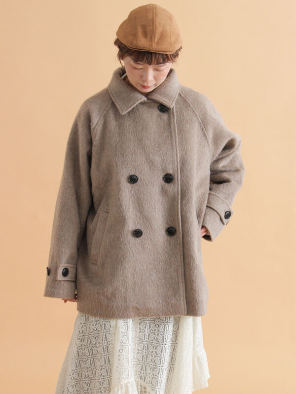 シャギーダブルコート（オフホワイト/グレー/ベージュ/アウター/コート