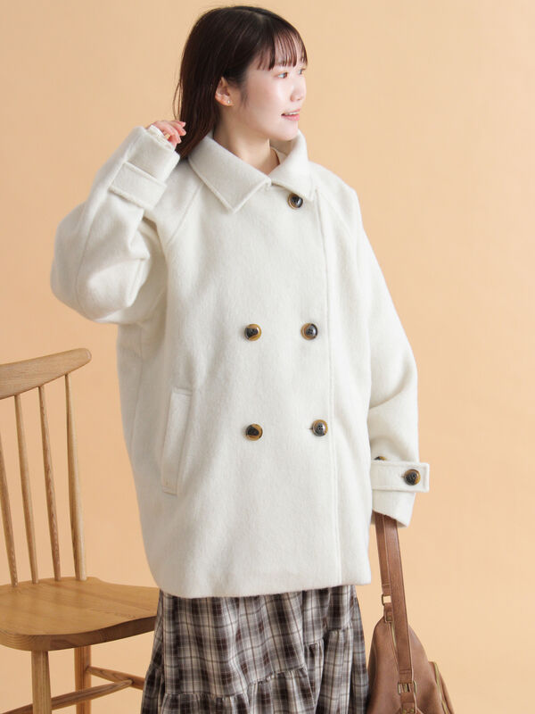 シャギーダブルコート（オフホワイト/グレー/ベージュ/アウター/コート