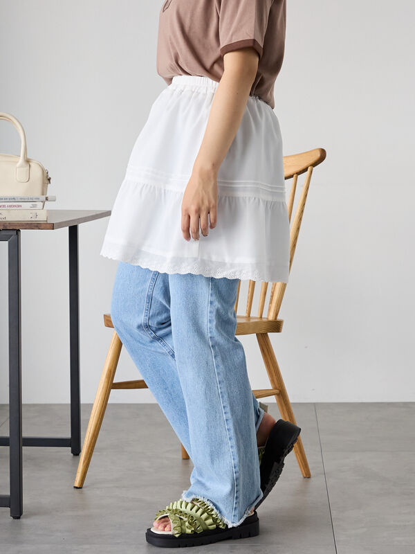 セール】 柄アソートギャザーミニスカート（オフホワイト/ブラック