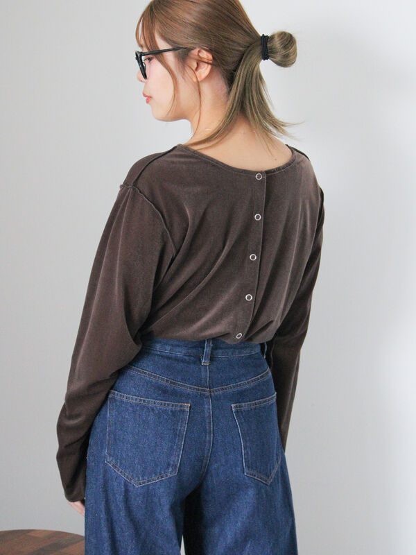 セール】 前後2WAYベロアカーディガン（ブラック/ブラウン/キナリ