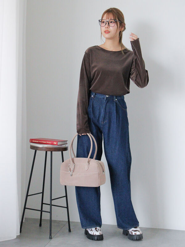 セール】 前後2WAYベロアカーディガン（ブラック/ブラウン/キナリ