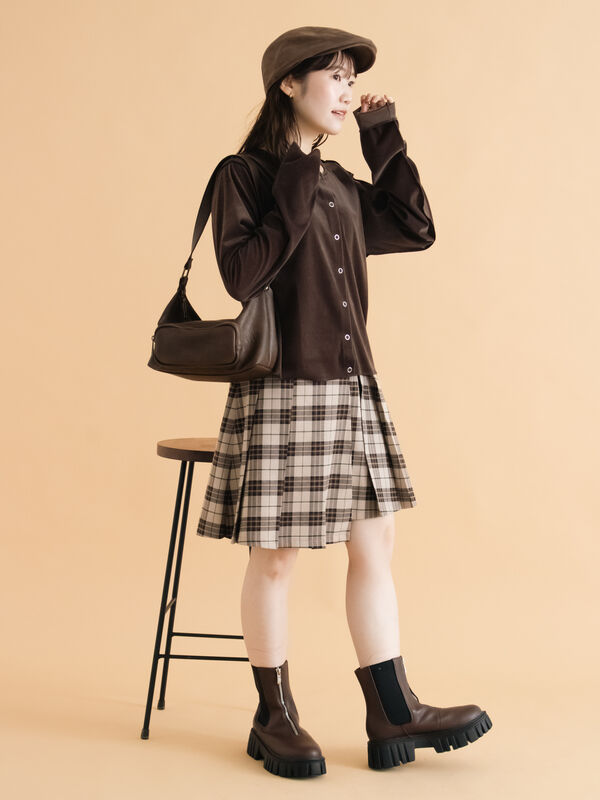 セール】 前後2WAYベロアカーディガン（ブラック/ブラウン/キナリ