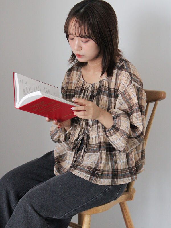 美品✨ロージーモンスター ギンガムチェックリボンブラウス 2024SS 1/1〜福袋対象☆リボンギンガムチェックブラウス キッズ メール便不可