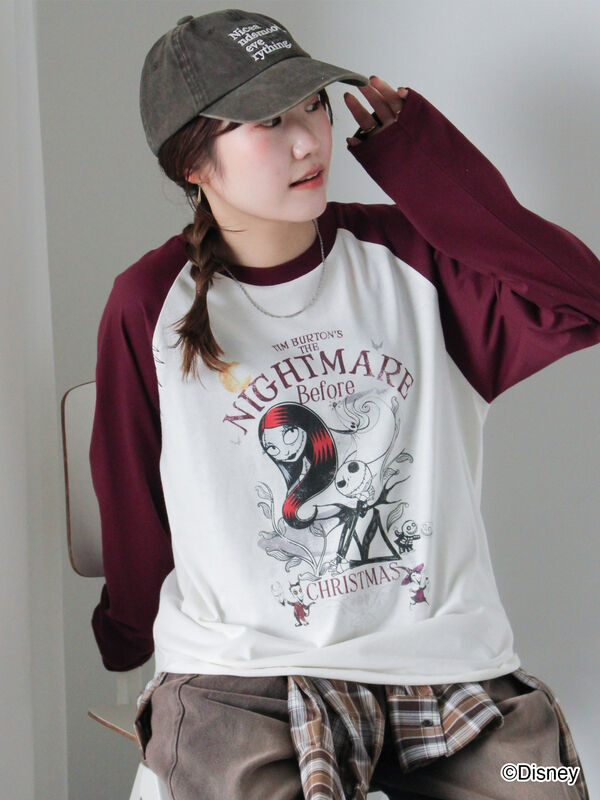 セール】 【Disney】ナイトメアー・ビフォア・クリスマス/ラグランT