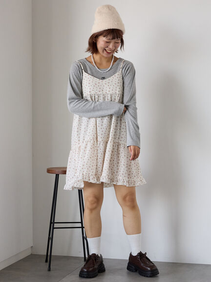 ワンポイント刺繍クルーネックカットソー（オフホワイト/グレー/ブラック/ベージュ）｜ehka sopo（エヘカソポ）通販