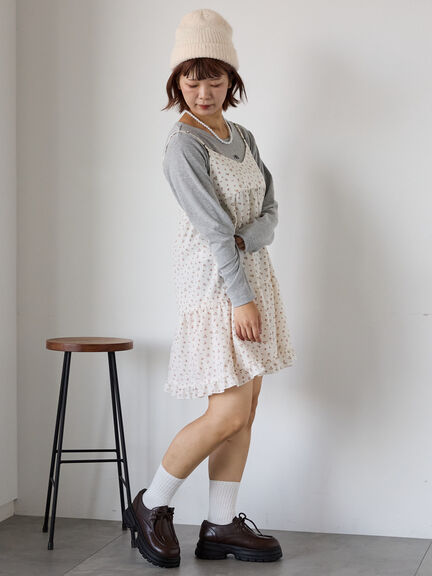 ワンポイント刺繍クルーネックカットソー（オフホワイト/グレー/ブラック/ベージュ）｜ehka sopo（エヘカソポ）通販