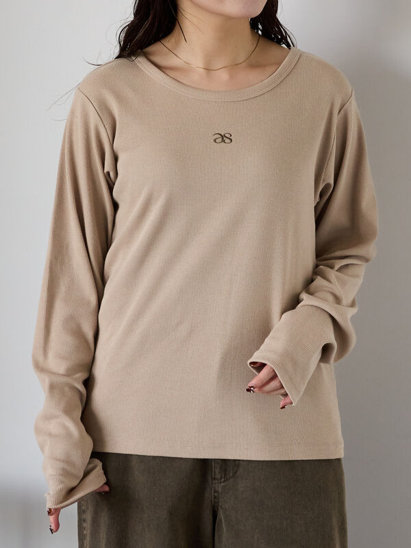 セール】 ワンポイント刺繍クルーネックカットソー（オフホワイト