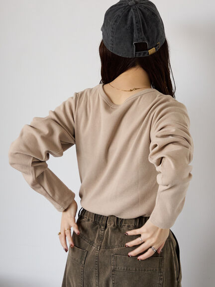 ワンポイント刺繍クルーネックカットソー（オフホワイト/グレー/ブラック/ベージュ）｜ehka sopo（エヘカソポ）通販