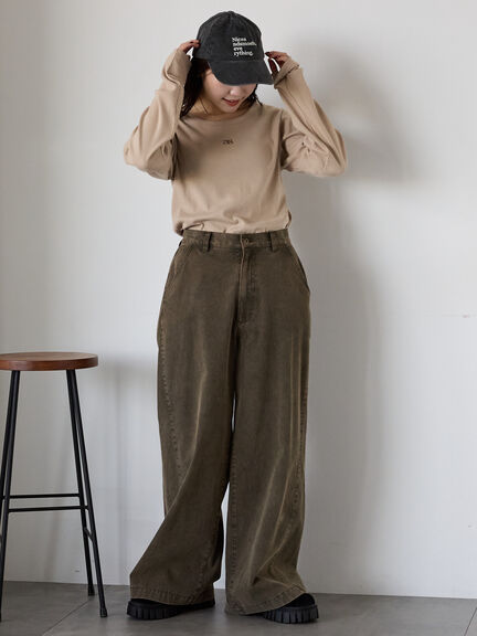 ワンポイント刺繍クルーネックカットソー（オフホワイト/グレー/ブラック/ベージュ）｜ehka sopo（エヘカソポ）通販