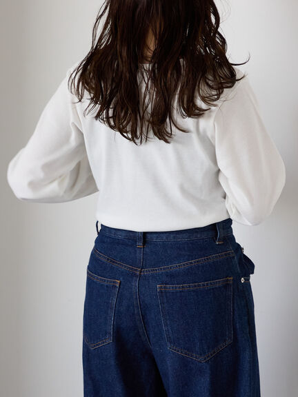 ワンポイント刺繍クルーネックカットソー（オフホワイト/グレー/ブラック/ベージュ）｜ehka sopo（エヘカソポ）通販