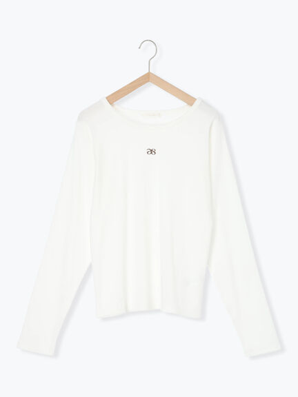 ワンポイント刺繍クルーネックカットソー（オフホワイト/グレー/ブラック/ベージュ）｜ehka sopo（エヘカソポ）通販