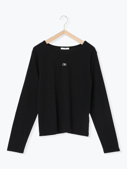 ワンポイント刺繍クルーネックカットソー（オフホワイト/グレー/ブラック/ベージュ）｜ehka sopo（エヘカソポ）通販