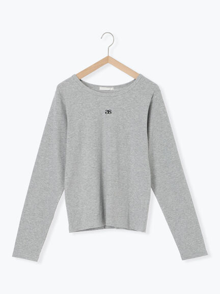 ワンポイント刺繍クルーネックカットソー（オフホワイト/グレー/ブラック/ベージュ）｜ehka sopo（エヘカソポ）通販