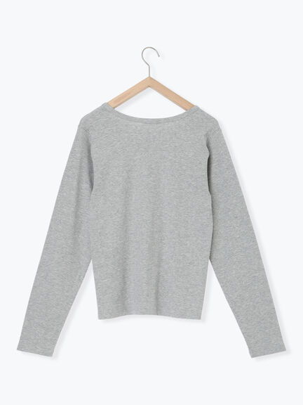 ワンポイント刺繍クルーネックカットソー（オフホワイト/グレー/ブラック/ベージュ）｜ehka sopo（エヘカソポ）通販