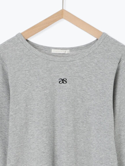 ワンポイント刺繍クルーネックカットソー（オフホワイト/グレー/ブラック/ベージュ）｜ehka sopo（エヘカソポ）通販