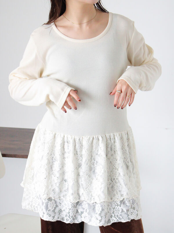 裾レースカットソー（キナリ）｜ehka sopo（エヘカソポ）通販