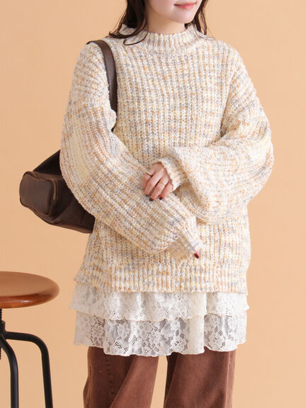 裾レースカットソー（オフホワイト/ブラック/キナリ）｜ehka sopo（エヘカソポ）通販