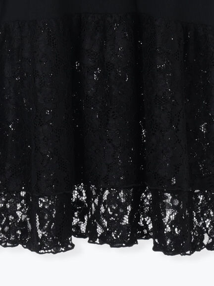 裾レースカットソー（オフホワイト/ブラック/キナリ）｜ehka sopo（エヘカソポ）通販