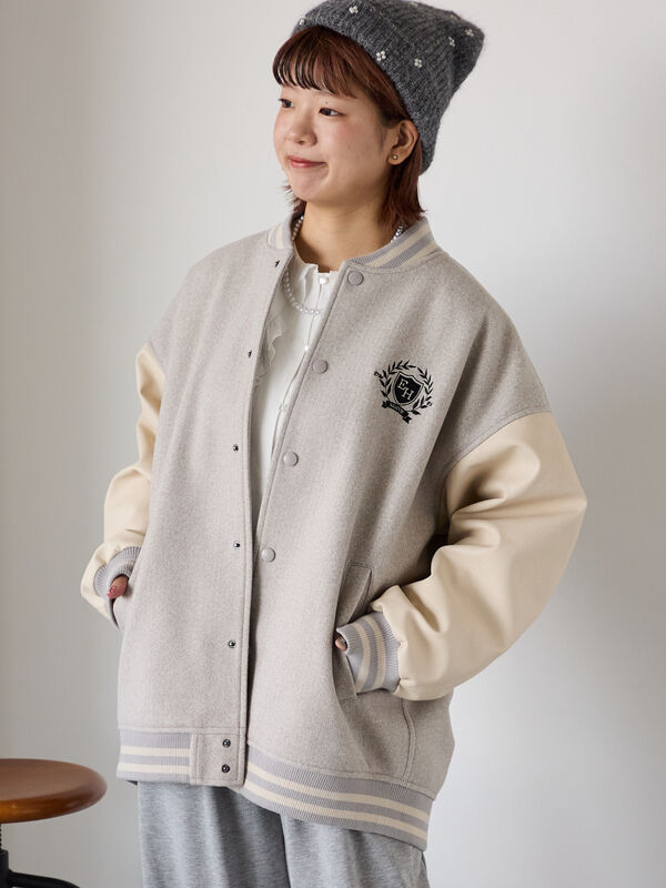 セール】 ビッグシルエットスタジャン（グレー/ベージュ/ネイビー