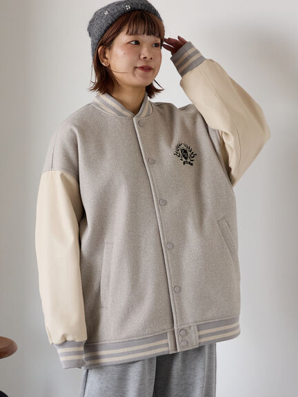 ビッグシルエットスタジャン（グレー/ベージュ/ネイビー）｜ehka sopo（エヘカソポ）通販