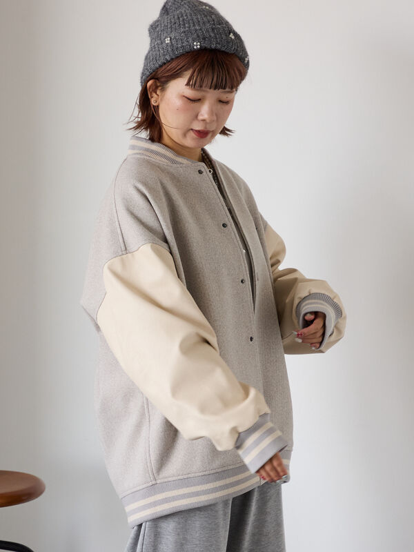 セール】 ビッグシルエットスタジャン（グレー/ベージュ/ネイビー