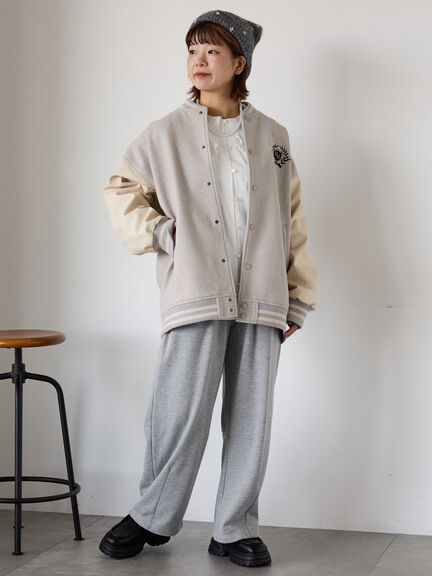 ビッグシルエットスタジャン（グレー/ベージュ/ネイビー）｜ehka sopo（エヘカソポ）通販
