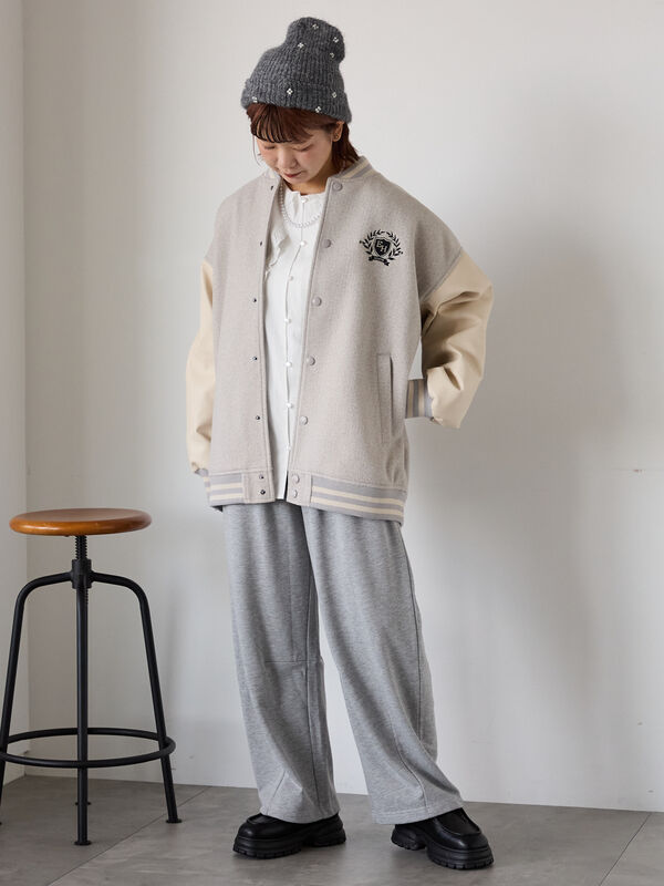 セール】 ビッグシルエットスタジャン（グレー/ベージュ/ネイビー