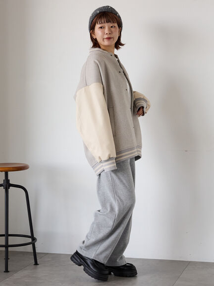 ビッグシルエットスタジャン（グレー/ベージュ/ネイビー）｜ehka sopo（エヘカソポ）通販