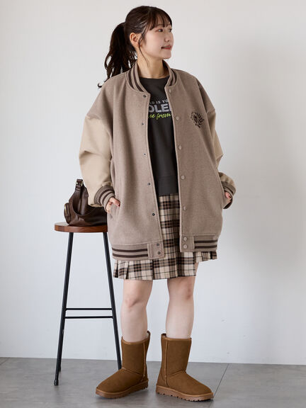 ビッグシルエットスタジャン（グレー/ベージュ/ネイビー）｜ehka sopo（エヘカソポ）通販