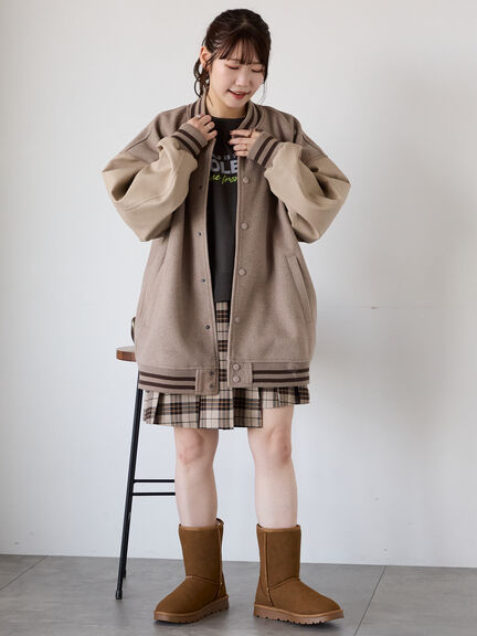 ビッグシルエットスタジャン（グレー/ベージュ/ネイビー）｜ehka sopo（エヘカソポ）通販