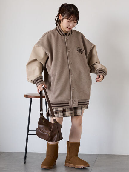 ビッグシルエットスタジャン（グレー/ベージュ/ネイビー）｜ehka sopo（エヘカソポ）通販