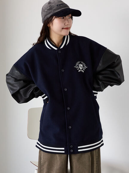 ビッグシルエットスタジャン（グレー/ベージュ/ネイビー）｜ehka sopo（エヘカソポ）通販