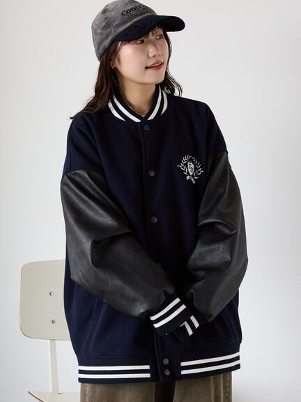 ビッグシルエットスタジャン（グレー/ベージュ/ネイビー）｜ehka sopo（エヘカソポ）通販