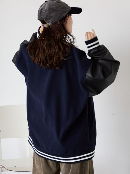 ビッグシルエットスタジャン（グレー/ベージュ/ネイビー）｜ehka sopo（エヘカソポ）通販