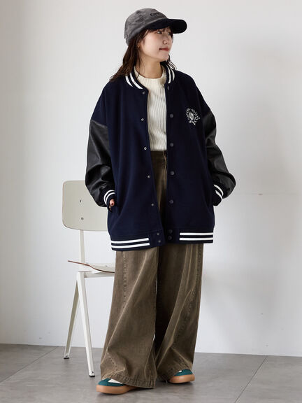 ビッグシルエットスタジャン（グレー/ベージュ/ネイビー）｜ehka sopo（エヘカソポ）通販