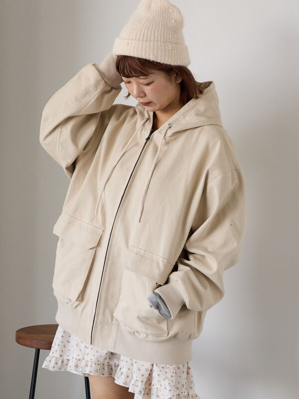 セール】 フードブルゾン（ブラック/ブラウン/キナリ/アウター