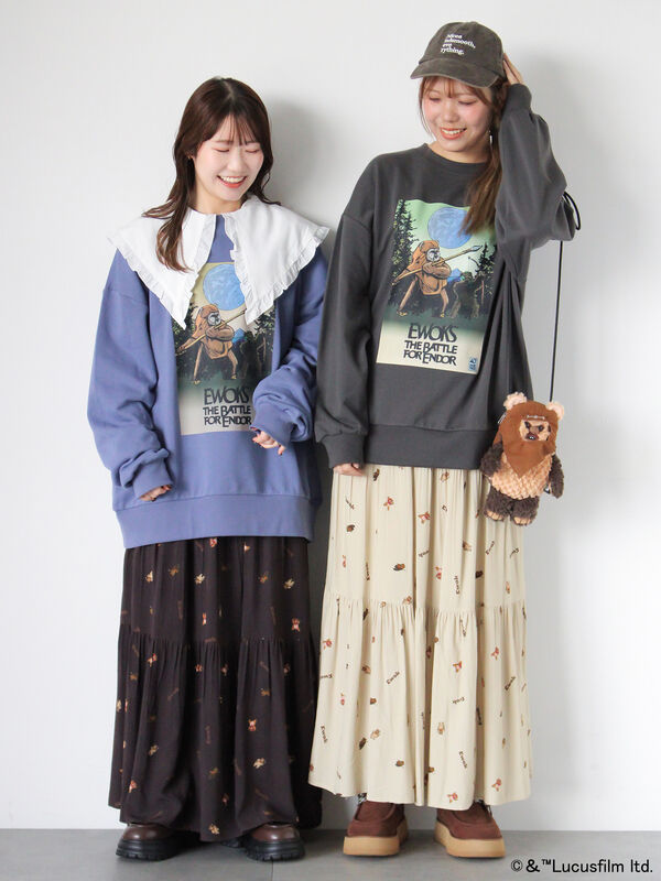 STARWARS/総柄スカート（ブラック/ベージュ/カーキ/ボトムス/スカート