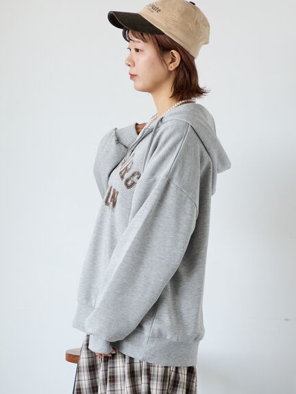 ハーフジッププリントパーカー（グレー/ベージュ/ネイビー）｜ehka sopo（エヘカソポ）通販