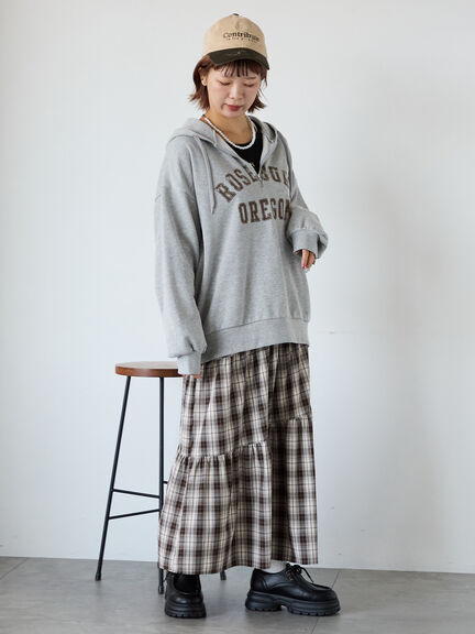 ハーフジッププリントパーカー（グレー/ベージュ/ネイビー）｜ehka sopo（エヘカソポ）通販