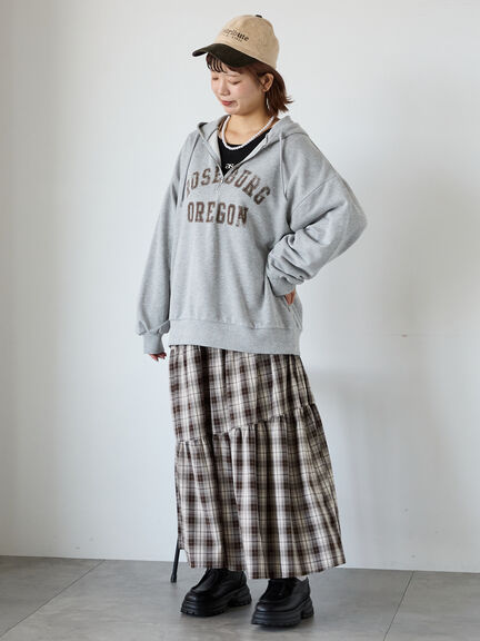 ハーフジッププリントパーカー（グレー/ベージュ/ネイビー）｜ehka sopo（エヘカソポ）通販