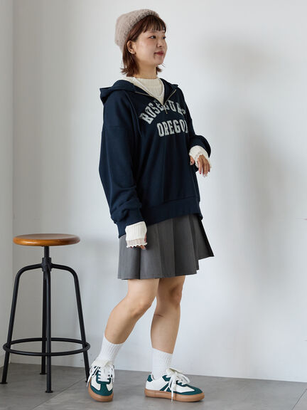 ハーフジッププリントパーカー（グレー/ベージュ/ネイビー）｜ehka sopo（エヘカソポ）通販