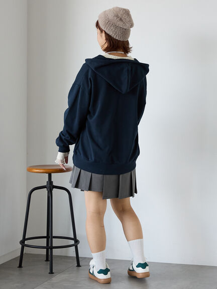 ハーフジッププリントパーカー（グレー/ベージュ/ネイビー）｜ehka sopo（エヘカソポ）通販