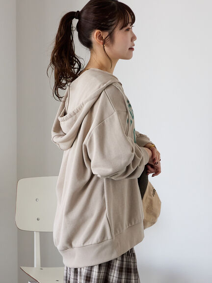 ハーフジッププリントパーカー（グレー/ベージュ/ネイビー）｜ehka sopo（エヘカソポ）通販