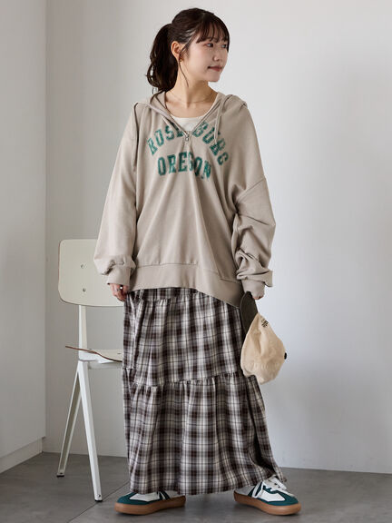 ハーフジッププリントパーカー（グレー/ベージュ/ネイビー）｜ehka sopo（エヘカソポ）通販