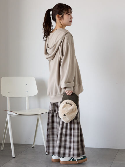 ハーフジッププリントパーカー（グレー/ベージュ/ネイビー）｜ehka sopo（エヘカソポ）通販