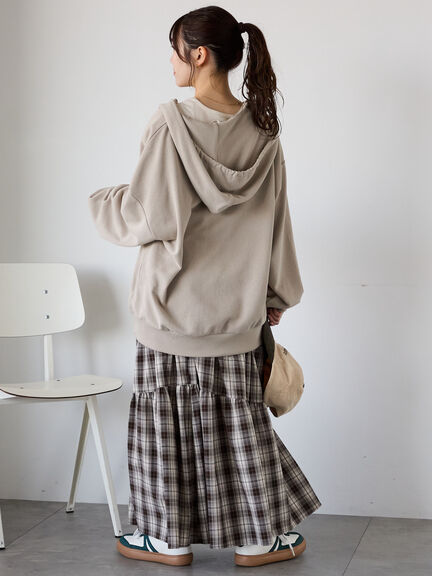 ハーフジッププリントパーカー（グレー/ベージュ/ネイビー）｜ehka sopo（エヘカソポ）通販