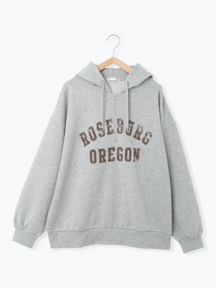 ハーフジッププリントパーカー（グレー/ベージュ/ネイビー）｜ehka sopo（エヘカソポ）通販