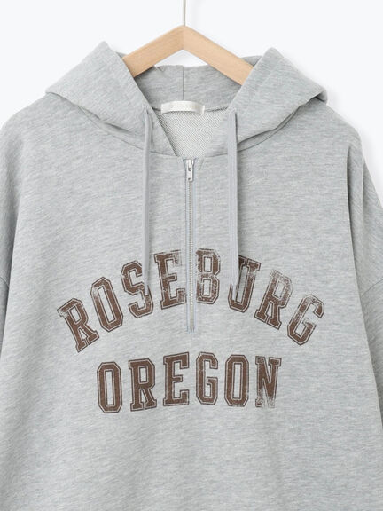 ハーフジッププリントパーカー（グレー/ベージュ/ネイビー）｜ehka sopo（エヘカソポ）通販