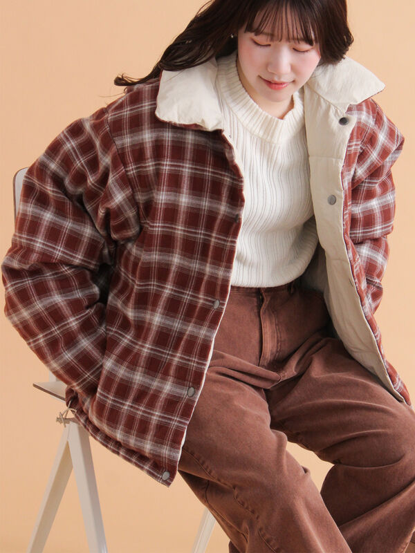 リバーシブル中綿ジャケット（ベージュ）｜ehka sopo（エヘカソポ）通販