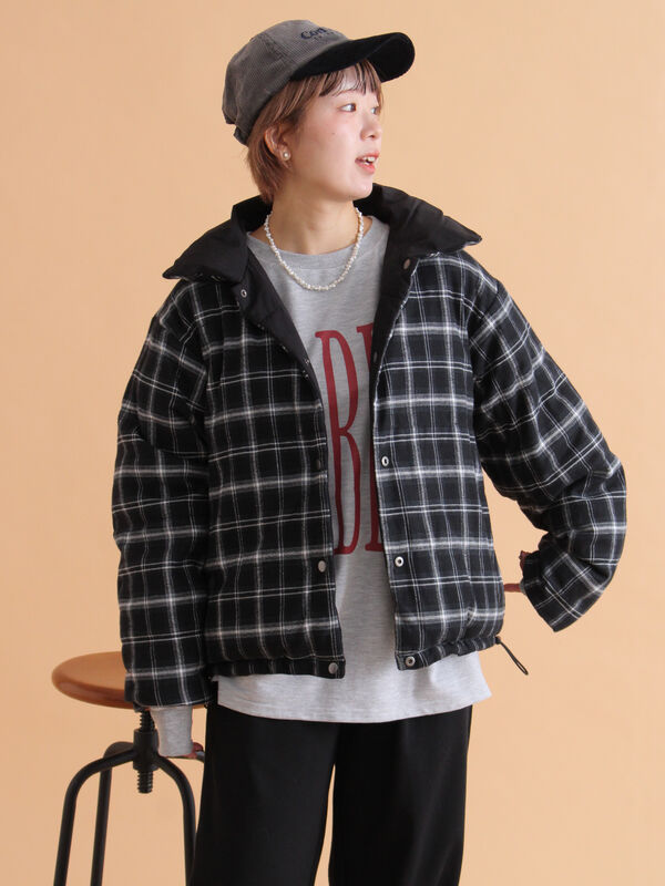 セール】 リバーシブル中綿ジャケット（ブラック/ベージュ/カーキ